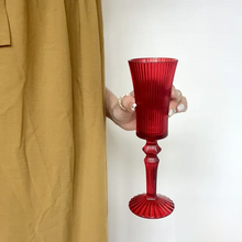 Load image into Gallery viewer, Cecily Flute Glasses by Allthingscurated feature a medieval-inspired vertical ridged design that provides a unique texture with an elegant touch. The long, sturdy stem ensures a steady hold while the jewel tones add a touch of sophistication to any celebration. Designed to complement your favorite wines, these glasses are perfect for entertaining and will brighten up any table.