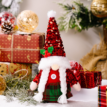 Load image into Gallery viewer, Brighten your home with these Red Sequin Gnomes by Allthingscurated featuring the favorite dolls adorned with sparkling, sequined hats and donning crimson red ensembles. They are perfect addition to your festive décor for some sparkle and shine. Available in 2 designs.