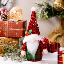 Load image into Gallery viewer, Brighten your home with these Red Sequin Gnomes by Allthingscurated featuring the favorite dolls adorned with sparkling, sequined hats and donning crimson red ensembles. They are perfect addition to your festive décor for some sparkle and shine. Available in 2 designs.