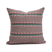 Load image into Gallery viewer, Elevate your seasonal décor with this curated selection of holiday Decorative Christmas Pillows and Covers Collection by Allthingscurated. Sewn from quality, soft fabrics with thoughtful tufted details, each piece delivers both comfort and visual appeal to your home. Seen here is red and green Striped design pillow case.