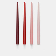 Load image into Gallery viewer, Gradient Pastel Color Unscented Candles by Allthingscurated feature 4 color coordinated candles, all conveniently packaged in one set. These exquisite blend of pastel candle tones is a good way to elevate your home décor or created the right mood for any occasion. Come in 7 unique color combinations. Featured here is the red collection.