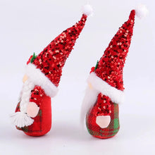 Load image into Gallery viewer, Brighten your home with these Red Sequin Gnomes by Allthingscurated featuring the favorite dolls adorned with sparkling, sequined hats and donning crimson red ensembles. They are perfect addition to your festive décor for some sparkle and shine. Available in 2 designs.