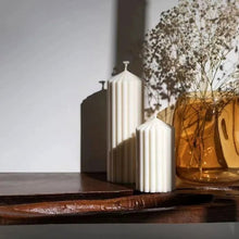 Load image into Gallery viewer, White Ribbed Column Candles