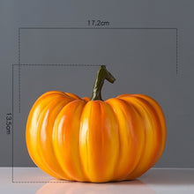 Load image into Gallery viewer, Faux Pumpkins Decor by Allthingscurated. These charming and realistic ornamental pumpkins come in 3 sizes. Perfect for your holidays and fall decoration, making your home extra cozy and warm this Thanksgiving and Halloween. Featured here is a small size measuring 13.5cm or 5.3 inches in height and 17.2cm or 6.7 inches in length.