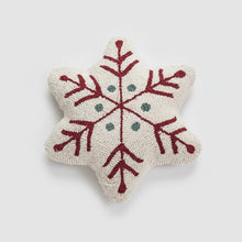 Load image into Gallery viewer, Elevate your seasonal décor with this curated selection of holiday Decorative Christmas Pillows and Covers Collection by Allthingscurated. Sewn from quality, soft fabrics with thoughtful tufted details, each piece delivers both comfort and visual appeal to your home. Seen here is the Snowflake pillow.