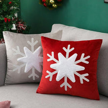 Load image into Gallery viewer, Christmas Snowflake Velvet Cushion Cover by Allthingscurated is designed with a single snowflake for a minimalistic look. The fabric feels velvety and the embroidered snowflake give the cushion an overall luxurious look. Comes in 3 colors.