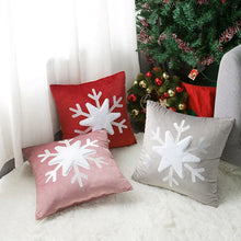 Load image into Gallery viewer, Christmas Snowflake Velvet Cushion Cover by Allthingscurated is designed with a single snowflake for a minimalistic look. The fabric feels velvety and the embroidered snowflake give the cushion an overall luxurious look. Comes in 3 colors.