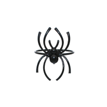 Load image into Gallery viewer, Spider Napkin Rings set of 6 by Allthingscurated spots a stylish and modern design that is perfect for decorating your table for Halloween or any gothic-themed event. Comes in 4 captivating colors of black, gunmetal, champagne gold and silver, these accessories will dress up your napkins and add a touch of edgy elegance to your dining experience.