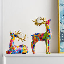 Load image into Gallery viewer, Colorful Modern Art Reindeer Set