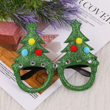 Load image into Gallery viewer, These Christmas Party Glasses by Allthingscurated are the perfect fun accessory for festive parties and gatherings during the holiday season. Their unique design and cheerful holiday style make them great props for creating memorable moments an happy Instagram posts to capture the joy of the season. Featured here is Green Tree design.