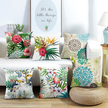 Load image into Gallery viewer, Tropical Forest Cushion Covers come in a set with 4 assorted designs by Allthingscurated. Made of waterproof material suitable for the outdoor. Perfect for patio, pool deck and garden.