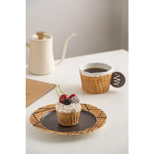Load image into Gallery viewer, The Waffle Cup and Plate collection by Allthingscurated features a charming waffle pattern and whimsical biscuit design that will bring a smile to your breakfast. Each piece is hand painted on porcelain. Perfect for breakfast and tea time. Makes a great gift for any occasion. Cup and plate each comes in 4 designs to choose from.