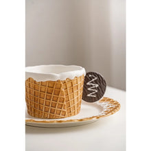 Load image into Gallery viewer, The Waffle Cup and Plate collection by Allthingscurated features a charming waffle pattern and whimsical biscuit design that will bring a smile to your breakfast. Each piece is hand painted on porcelain. Perfect for breakfast and tea time. Makes a great gift for any occasion. Cup and plate each comes in 4 designs to choose from.