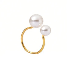 Load image into Gallery viewer, Faux Pearls Napkin Rings in a set of 6 by Allthingscurated are adorned with big and small pearls to create an overall look of elegance and sophistication. They are perfect for special occasions. Come available in 4 different color combinations. Featured here is White Gold set.