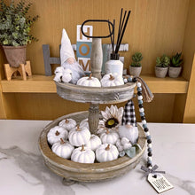 Load image into Gallery viewer, Faux Mini White Pumpkins by Allthingscurated is the perfect party decoration for Halloween, Thanksgiving and all fall festivities. Comes in a bundle of 6 mini pumpkins they will lend your home a festive touch.