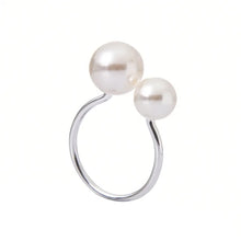Load image into Gallery viewer, Faux Pearls Napkin Rings in a set of 6 by Allthingscurated are adorned with big and small pearls to create an overall look of elegance and sophistication. They are perfect for special occasions. Come available in 4 different color combinations. Featured here is White Silver set.