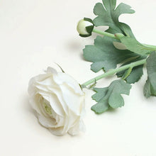 Load image into Gallery viewer, Silk Ranunculus by Allthingscurated are perfect for creating stunning table displays and wedding bouquets. Come in 4 beautiful colors, they add a touch of timelessness and beauty to every home. Refresh your living space effortlessly with these gorgeous florals that come in a pack of 4 stalks. Seen here is blossom in White.