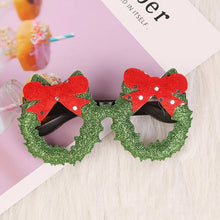 Load image into Gallery viewer, These Christmas Party Glasses by Allthingscurated are the perfect fun accessory for festive parties and gatherings during the holiday season. Their unique design and cheerful holiday style make them great props for creating memorable moments an happy Instagram posts to capture the joy of the season. Featured here is Wreath design.