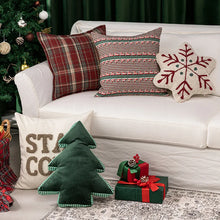 Load image into Gallery viewer, Decorative pillows and Christmas-themed decor on a white sofa with a tree in the background. Elevate your seasonal décor with this curated selection of holiday Decorative Christmas Pillows and Covers Collection by Allthingscurated. Sewn from quality, soft fabrics with thoughtful tufted details, each piece delivers both comfort and visual appeal to your home.