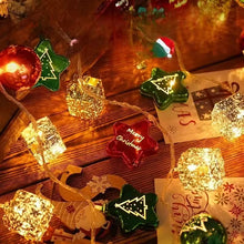 Load image into Gallery viewer, Transform your space into a vibrant holiday haven with these Christmas Decorative LED String Lights from Allthingscurated. Featuring fun gift box, stars and round bauble to add warmth and magical sparkle to your space and tree. Comes in 2 lengths consisting of 10 or 20 LED lights.