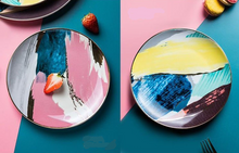 Load image into Gallery viewer, Painterly Porcelain Plates with Gold Inlay in 8/10 Inches