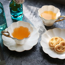 Load image into Gallery viewer, White Flower Bone China Teacup set