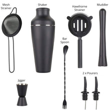 Load image into Gallery viewer, Matte Black Parisian Cocktail Shaker 8-piece Set