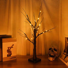 Load image into Gallery viewer, Black LED Birch Tree Light by Allthingscurated is the perfect home decor display for your beloved Halloween celebration. Measuring 60cm or 23.4 inches in height, it comes in either 24 LED Warm White Light or 36 LED Orange Light. The twigs are bendable and adjustable to achieve an optimal effect.