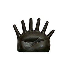 Load image into Gallery viewer, This abstract, one-of-a-kind contemporary jewelry holder by Allthingscurated is designed as an upright-standing palm with 6 fingers for slotting your favorite rings, bracelets or bangles. Made of ceramic. It measures 19cm or 7.4 inches in width, 16cm or 6.2 inches in height and 14.5cm or 5.7 inches in depth. This one is black in color.