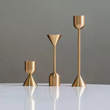 Load image into Gallery viewer, Bree Gold Candlestick Set