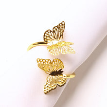 Load image into Gallery viewer, Twin Butterflies Gold Napkin Rings (set of 6)