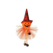 Load image into Gallery viewer, Halloween Hanging Dolls by Allthingscurated add a touch of spooky fun to any home. Perfect for parties and gatherings, they are a must-have for Halloween festivities. 8 designs available to choose from. Featured here is Collar Pumpkin.