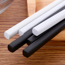 Load image into Gallery viewer, These Chinese chopsticks by Allthingscurated is contemporary with a square design for better food gripping. Made of 304 food grade stainless steel, they come in 6 different color combinations of Black and Gold, Black and Rose Gold, Black and Silver, White and Black, White and Gold, White and Rose Gold. Retailed as a set of 6 pairs, choose from one of the above color combinations or opt for an assorted set of 6 different color combinations. Chopstick length is 23.5cm or 9 inches.