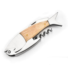 Load image into Gallery viewer, Fish Shape Waiter's Corkscrew Wine Opener by Allthingscurated. Crafted from durable wood with a whimsical fish design.