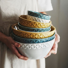 Load image into Gallery viewer, Floral Relief Ceramic Bowls