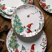 Load image into Gallery viewer, Holiday Gnome and Berry Ceramic Plates