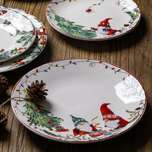 Load image into Gallery viewer, Holiday Gnome and Berry Ceramic Plates