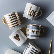 Load image into Gallery viewer, Nordic-style Gold & Silver Porcelain Mugs
