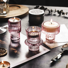 Load image into Gallery viewer, Munis Pink Glass Candle/Tealight Holders
