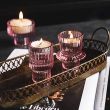Load image into Gallery viewer, Munis Pink Glass Candle/Tealight Holders