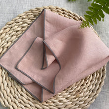 Load image into Gallery viewer, Border Trim Linen Napkins (set of 4)