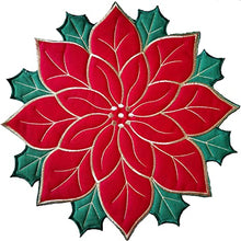 Load image into Gallery viewer, Holiday Poinsettia Applique Placemat