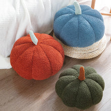 Load image into Gallery viewer, Pumpkin Pillows in teddy cotton with a tufted surface by Allthingscurated come in 3 sizes and 7 colors. These pillows are plush and comfy, perfect for Fall and Halloween. Sizes available in 20cm, 28cm and 35cm in height or 8 inches, 11 inches and 13.7 inches in height. Colors come in white, green, blue, yellow, orange, red and brown.