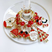 Load image into Gallery viewer, Red White Christmas Wine Glass Charms (set of 6)