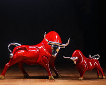 Load image into Gallery viewer, Avante Modern Red and Black Bull Sculptures