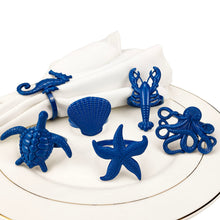 Load image into Gallery viewer, Coastal Sea Creatures Napkin Rings (set of 6)