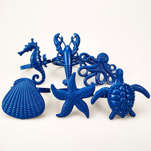 Load image into Gallery viewer, Coastal Sea Creatures Napkin Rings (set of 6)