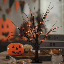 Load image into Gallery viewer, Black LED Birch Tree Light by Allthingscurated is the perfect home decor display for your beloved Halloween celebration. Measuring 60cm or 23.4 inches in height, it comes in either 24 LED Warm White Light or 36 LED Orange Light. The twigs are bendable and adjustable to achieve an optimal effect.