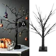 Load image into Gallery viewer, Black LED Birch Tree Light by Allthingscurated is the perfect home decor display for your beloved Halloween celebration. Measuring 60cm or 23.4 inches in height, it comes in either 24 LED Warm White Light or 36 LED Orange Light. The twigs are bendable and adjustable to achieve an optimal effect.