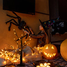 Load image into Gallery viewer, Black LED Birch Tree Light by Allthingscurated is the perfect home decor display for your beloved Halloween celebration. Measuring 60cm or 23.4 inches in height, it comes in either 24 LED Warm White Light or 36 LED Orange Light. The twigs are bendable and adjustable to achieve an optimal effect.